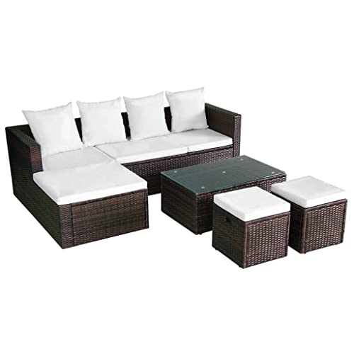 vidaXL Garten Ecksofagarnitur 4-TLG. Poly Rattan Braun Gartenmöbel Gartensofa von vidaXL