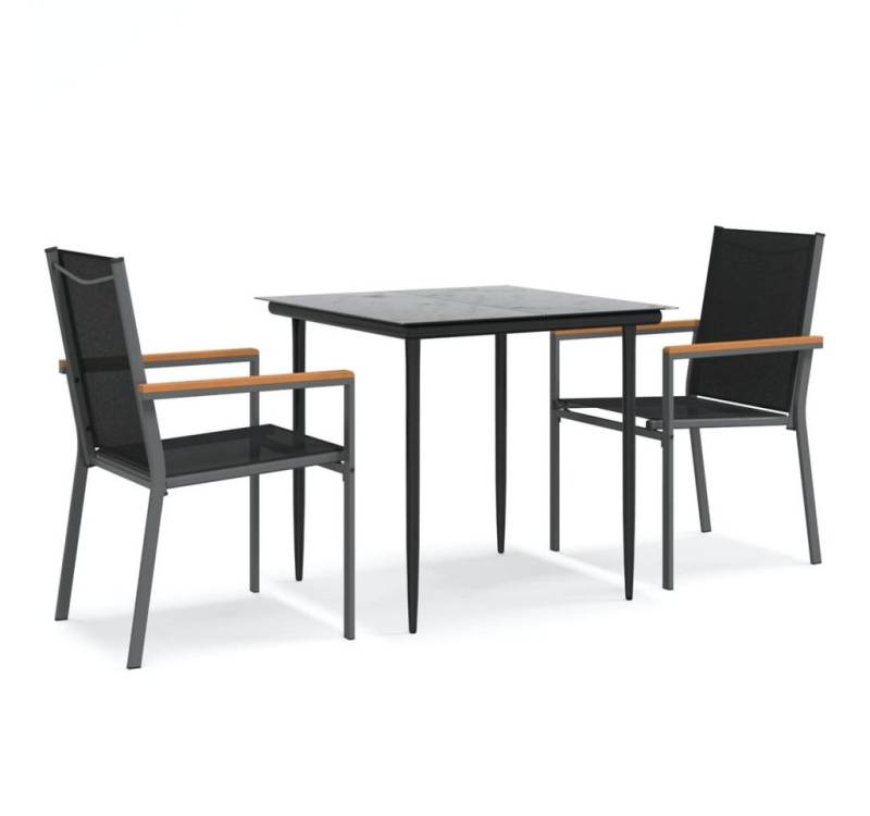 vidaXL Garten-Essgruppe, 3-tlg. Gartengarnitur Schwarz Textilene und Stahl von vidaXL