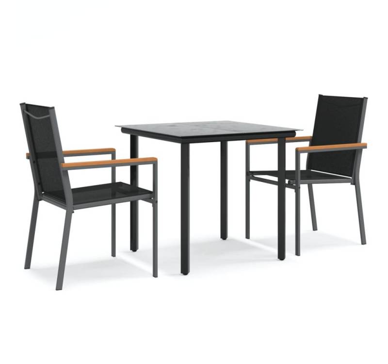 vidaXL Garten-Essgruppe, 3-tlg. Gartengarnitur Schwarz Textilene und Stahl von vidaXL