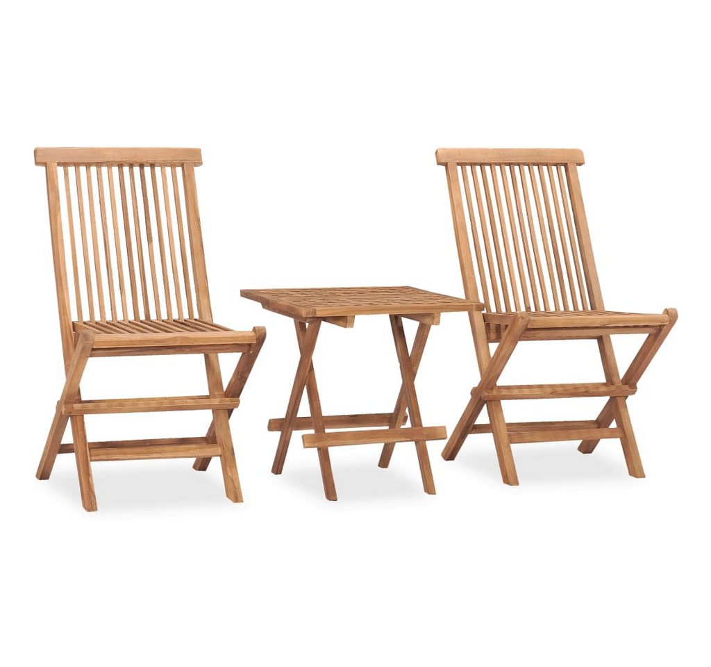vidaXL Garten-Essgruppe, 3-tlg. Gartengarnitur mit Kissen Klappbar Massivholz Teak von vidaXL