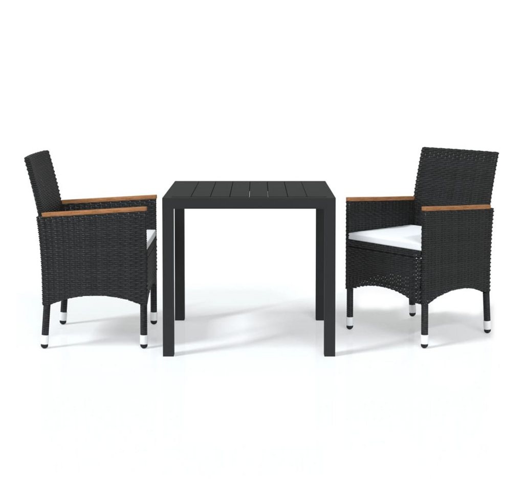 vidaXL Garten-Essgruppe, 3-tlg. Gartengarnitur mit Kissen Poly Rattan Schwarz vidaXL Garten-Essgruppe, 3-tlg. Gartengarnitur mit Kissen Poly Rattan Schwarz von vidaXL