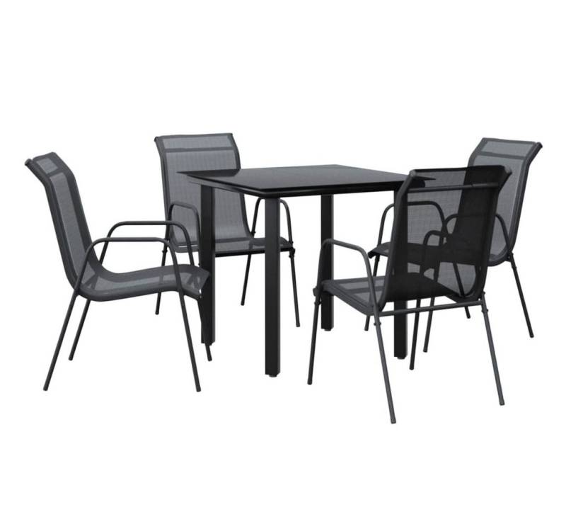 vidaXL Garten-Essgruppe, 5-tlg. Gartengarnitur Schwarz Stahl und Textilene von vidaXL