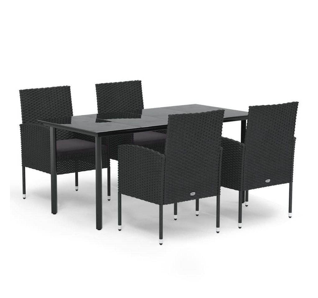 vidaXL Garten-Essgruppe, 5-tlg. Gartengarnitur mit Kissen Schwarz Poly Rattan vidaXL Garten-Essgruppe, 5-tlg. Gartengarnitur mit Kissen Schwarz Poly Rattan von vidaXL