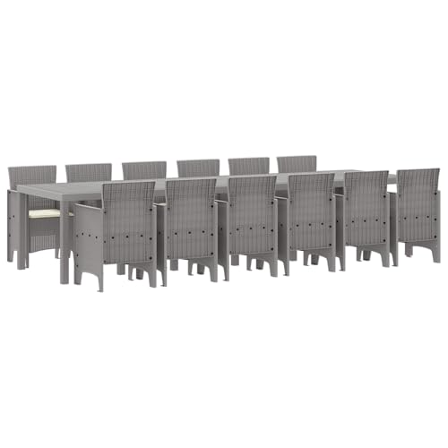vidaXL Garten Essgruppe 13 pcs Hellgrau 12-Sitzer Rattan von vidaXL