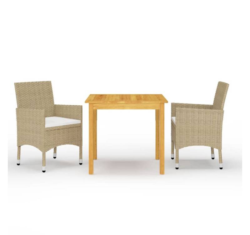 vidaXL Garten-Essgruppe 3-tlg. Garten-Essgruppe Beige, (2-tlg) von vidaXL