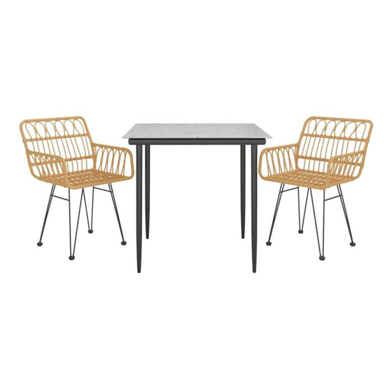 vidaXL Garten-Essgruppe 3-tlg. Garten-Essgruppe Poly Rattan, (2-tlg) von vidaXL
