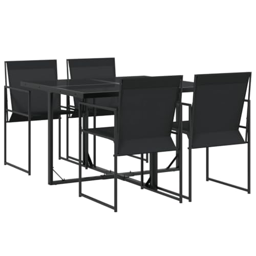 vidaXL Garten Essgruppe 5-TLG., Gartenmöbel Set Tisch 4 Stühle, Sitzgruppe für Garten Terrasse, Gartengarnitur Sitzgarnitur, Schwarz Textilene vidaXL Garten Essgruppe 5-TLG., Gartenmöbel Set Tisch 4 Stühle, Sitzgruppe für Garten Terrasse, Gartengarnitur Sitzgarnitur, Schwarz Textilene von vidaXL