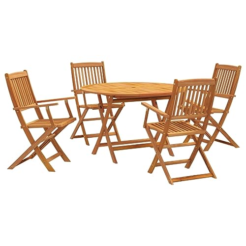 vidaXL Garten Essgruppe 5-TLG., Gartenmöbel Set Tisch 4 Stühle Klappbar, Sitzgruppe für Garten Terrasse, Gartengarnitur Gartenset, Massivholz Akazie von vidaXL