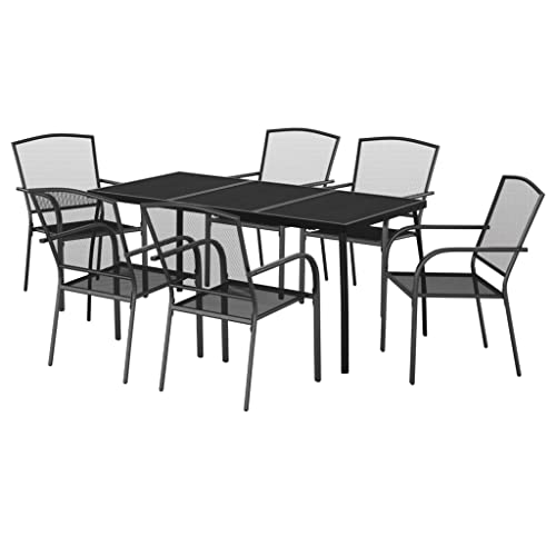 vidaXL Garten Essgruppe 5-TLG., Gartenmöbel Set Tisch 4 Stühle Stapelbar, Sitzgruppe für Garten Terrasse, Gartengarnitur Gartenset, Anthrazit Stahl vidaXL Garten Essgruppe 5-TLG., Gartenmöbel Set Tisch 4 Stühle Stapelbar, Sitzgruppe für Garten Terrasse, Gartengarnitur Gartenset, Anthrazit Stahl von vidaXL