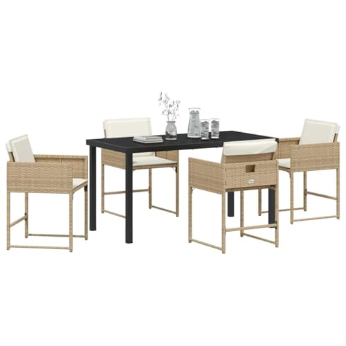 vidaXL Garten Essgruppe 5 pcs Beige Poly-Rattan von vidaXL