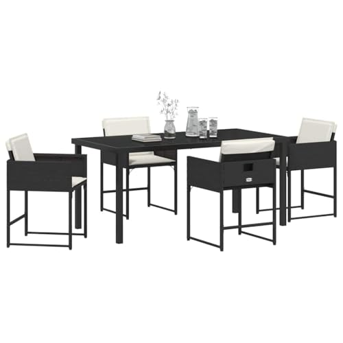 vidaXL Garten Essgruppe 5 pcs Schwarz Poly-Rattan von vidaXL
