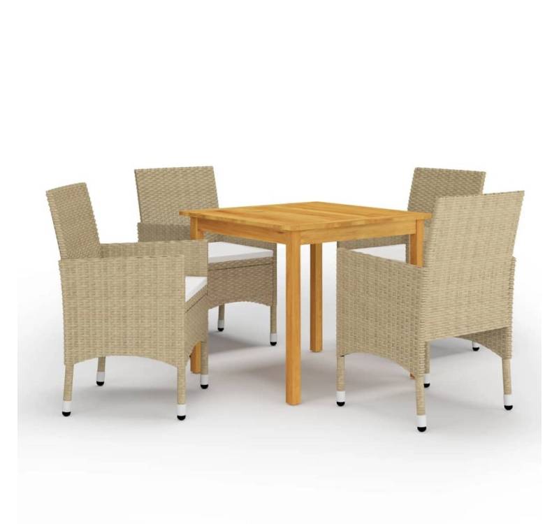vidaXL Garten-Essgruppe 5-tlg. Garten-Essgruppe Beige, (4-tlg) von vidaXL