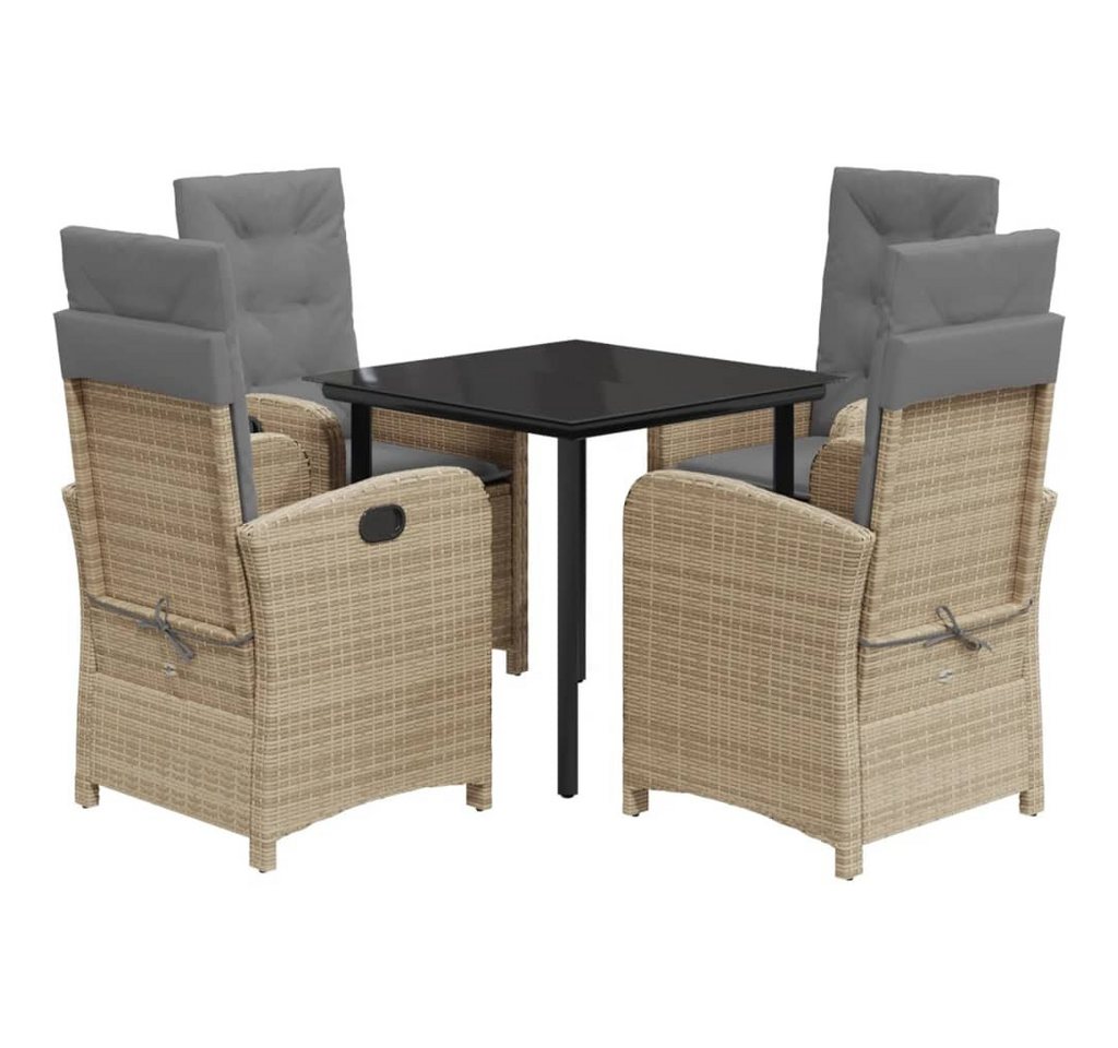 vidaXL Garten-Essgruppe 5-tlg. Garten-Essgruppe mit Kissen Beigemischung Poly Rattan, (4-tlg) von vidaXL