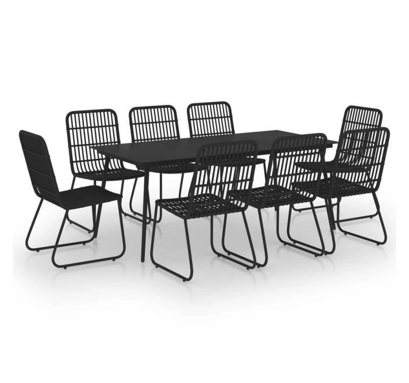 vidaXL Garten-Essgruppe 9-tlg. Garten-Essgruppe Poly Rattan und Glas, (8-tlg) von vidaXL