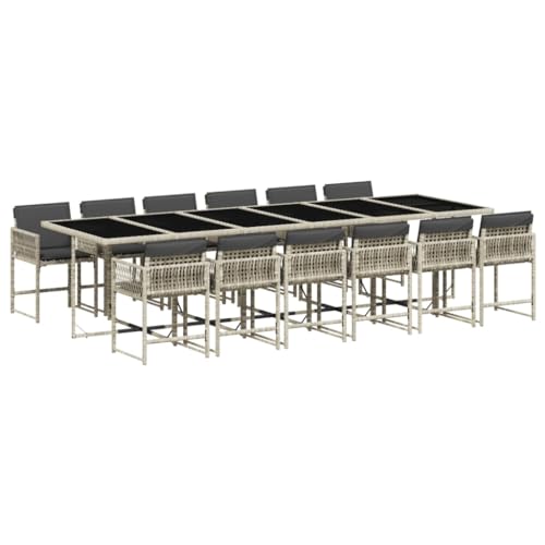 vidaXL Garten Essgruppe mit Kissen 13-TLG., Gartenmöbel Set Sitzgruppe, Essgarnitur Gartengarnitur, Terrasse Balkon Möbel Garnitur, Hellgrau Poly Rattan vidaXL Garten Essgruppe mit Kissen 13-TLG., Gartenmöbel Set Sitzgruppe, Essgarnitur Gartengarnitur, Terrasse Balkon Möbel Garnitur, Hellgrau Poly Rattan von vidaXL