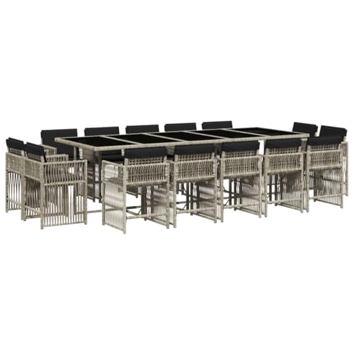 vidaXL Garten Essgruppe mit Kissen 15-TLG., Gartenmöbel Set Sitzgruppe, Essgarnitur Gartengarnitur, Terrasse Balkon Möbel Garnitur, Hellgrau Poly Rattan vidaXL Garten Essgruppe mit Kissen 15-TLG., Gartenmöbel Set Sitzgruppe, Essgarnitur Gartengarnitur, Terrasse Balkon Möbel Garnitur, Hellgrau Poly Rattan von vidaXL