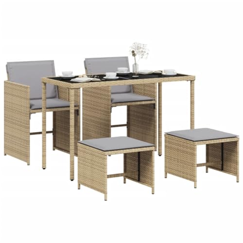 vidaXL Garten Essgruppe mit Kissen 5-TLG., Gartenmöbel Gartengarnitur, Sitzgruppe Sitzgarnitur Essgarnitur, Terrasse Möbel Set Garnitur, Beigemischung Poly Rattan vidaXL Garten Essgruppe mit Kissen 5-TLG., Gartenmöbel Gartengarnitur, Sitzgruppe Sitzgarnitur Essgarnitur, Terrasse Möbel Set Garnitur, Beigemischung Poly Rattan von vidaXL