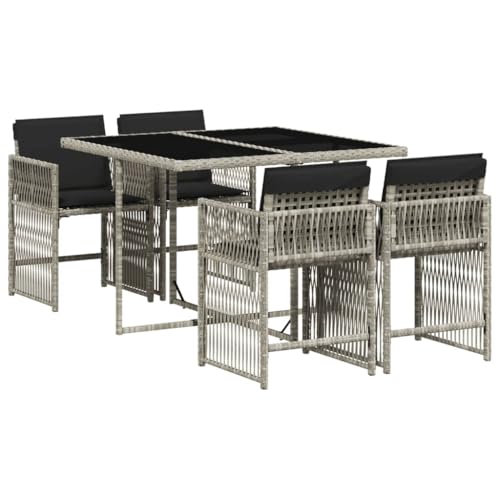 vidaXL Garten Essgruppe mit Kissen 5-TLG., Gartenmöbel Set Sitzgruppe, Essgarnitur Gartengarnitur, Terrasse Balkon Möbel Garnitur, Hellgrau Poly Rattan vidaXL Garten Essgruppe mit Kissen 5-TLG., Gartenmöbel Set Sitzgruppe, Essgarnitur Gartengarnitur, Terrasse Balkon Möbel Garnitur, Hellgrau Poly Rattan von vidaXL
