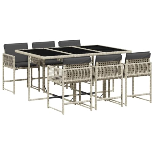 vidaXL Garten Essgruppe mit Kissen 7-TLG., Gartenmöbel Set Sitzgruppe, Essgarnitur Gartengarnitur, Terrasse Balkon Möbel Garnitur, Hellgrau Poly Rattan vidaXL Garten Essgruppe mit Kissen 7-TLG., Gartenmöbel Set Sitzgruppe, Essgarnitur Gartengarnitur, Terrasse Balkon Möbel Garnitur, Hellgrau Poly Rattan von vidaXL