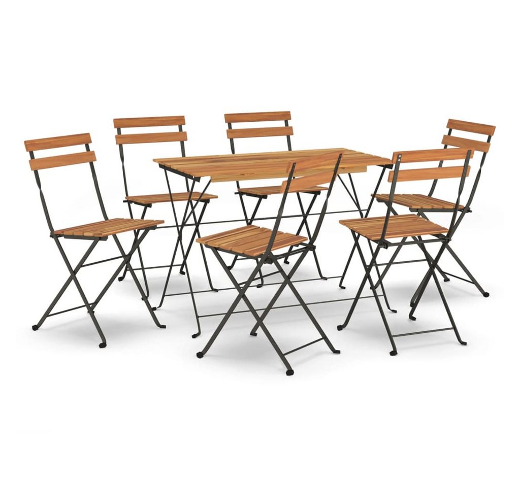 vidaXL Bistrotisch, 7-tlg. Bistro-Set Klappbar Massivholz Akazie und Stahl von vidaXL
