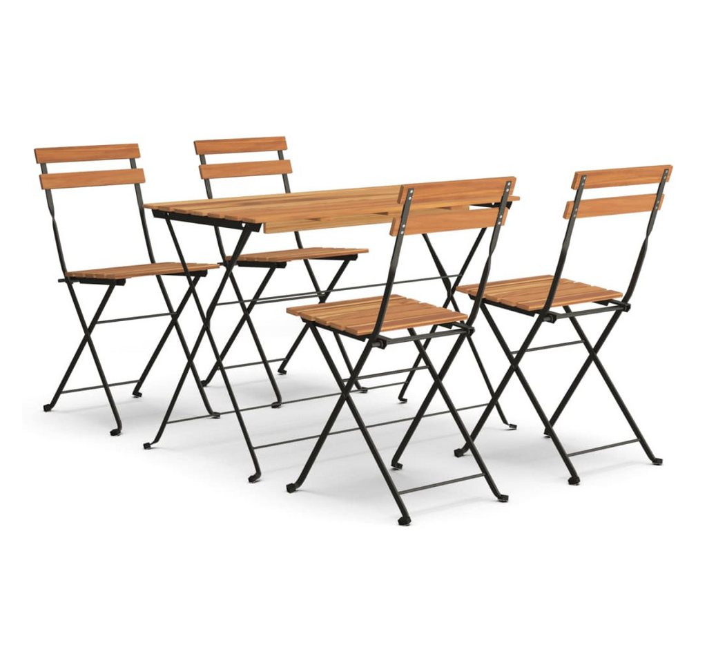 vidaXL Bistrotisch, 5-tlg. Bistro-Set Klappbar Massivholz Akazie und Stahl von vidaXL