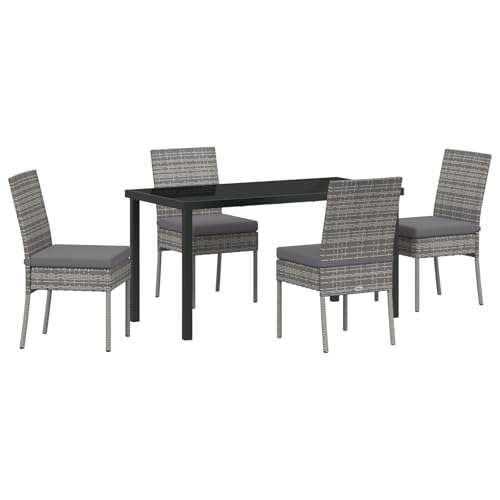 vidaXL 5-teiliges Garten-Essset Grau Poly-Rattan von vidaXL