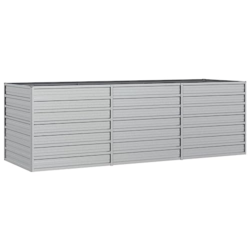 vidaXL Garten Hochbeet Pflanzbeet Gemüsebeet Pflanzkasten Blumenbeet Blumenkasten Frühbeet Pflanzkübel Blumenkübel 240x80x77cm Verzinkter Stahl Silbern von vidaXL