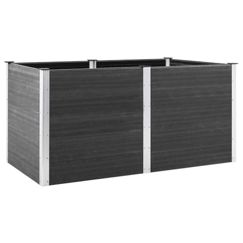 vidaXL Garten Hochbeet Pflanzkasten Pflanzbeet Gemüsebeet Blumenbeet Blumenkasten Frühbeet Gartenbeet Blumenkübel Pflanzkübel 200x100x91cm WPC Grau von vidaXL