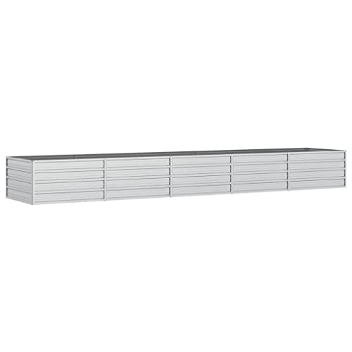 vidaXL Garten Hochbeet Pflanzkasten Pflanzbeet Gemüsebeet Blumenbeet Blumenkasten Frühbeet Gartenbeet Blumenkübel Pflanzkübel 400x80x45cm Verzinkter Stahl Silbern von vidaXL