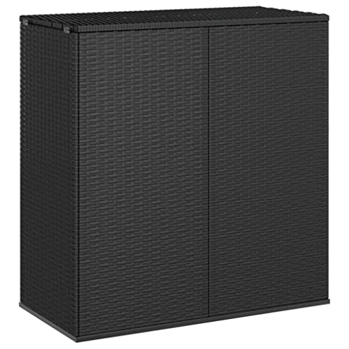 vidaXL Garten Kissenbox Auflagenbox Gartenbox Aufbewahrungsbox Kissentruhe Gartentruhe Gerätetruhe Kiste Box PE Rattan 100x49x103,5cm Schwarz von vidaXL