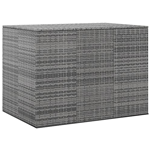 vidaXL Garten Kissenbox Auflagenbox Gartenbox Aufbewahrungsbox Kissentruhe Gartentruhe Gerätetruhe Kiste Box PE Rattan 145x100x103cm Grau von vidaXL