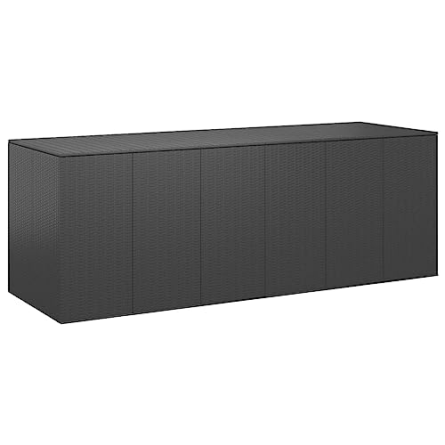 vidaXL Garten Kissenbox Auflagenbox Gartenbox Aufbewahrungsbox Kissentruhe Gartentruhe Gerätetruhe Kiste Box PE Rattan 291x100,5x104cm Schwarz von vidaXL