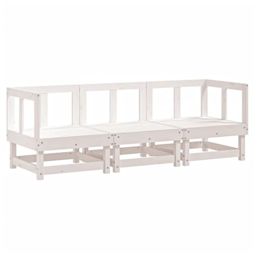 vidaXL Garten Lounge Set 3-TLG., Gartenmöbel Set mit Holzrahmen, Sitzgruppe für Garten Terrasse Balkon, Modular Sofa Garnitur Loungemöbel, Weiß Massivholz Kiefer vidaXL Garten Lounge Set 3-TLG., Gartenmöbel Set mit Holzrahmen, Sitzgruppe für Garten Terrasse Balkon, Modular Sofa Garnitur Loungemöbel, Weiß Massivholz Kiefer von vidaXL