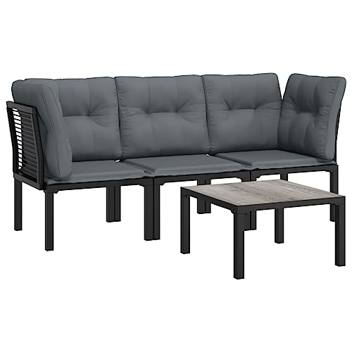 vidaXL Garten Lounge Set 4-TLG., Gartenmöbel Set Sitzgruppe für Garten Terrasse, Modular Stuhl Garnitur Loungemöbel, Schwarz Grau Poly Rattan vidaXL Garten Lounge Set 4-TLG., Gartenmöbel Set Sitzgruppe für Garten Terrasse, Modular Stuhl Garnitur Loungemöbel, Schwarz Grau Poly Rattan von vidaXL