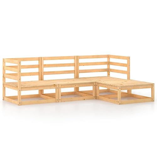 vidaXL Garten Lounge Set 4-TLG., Gartenmöbel Set Sitzgruppe für Garten Terrasse Balkon, Modular Sofa Garnitur Loungemöbel, Kiefer Massivholz von vidaXL