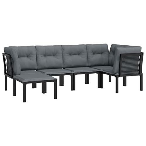 vidaXL Garten Lounge Set 7-TLG., Gartenmöbel Set Sitzgruppe für Garten Terrasse, Modular Loungemöbel Stuhl Hocker, Schwarz Grau Poly Rattan von vidaXL