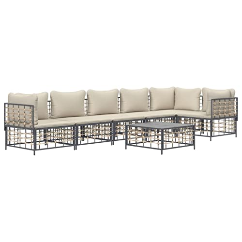 vidaXL Garten Lounge Set 7-TLG., Gartenmöbel Set mit Kissen, Sitzgruppe für Garten Terrasse, Modular Sofa Garnitur Loungemöbel, Anthrazit Poly Rattan vidaXL Garten Lounge Set 7-TLG., Gartenmöbel Set mit Kissen, Sitzgruppe für Garten Terrasse, Modular Sofa Garnitur Loungemöbel, Anthrazit Poly Rattan von vidaXL