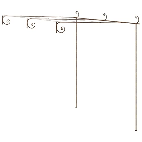 vidaXL Garten-Pergola Laube Gartenpergola Anlehn Pergola Markise Terrassenüberdachung Überdachung Rankhilfe Schmiedeeisen Antik-Braun 3x3x2,5m Eisen von vidaXL