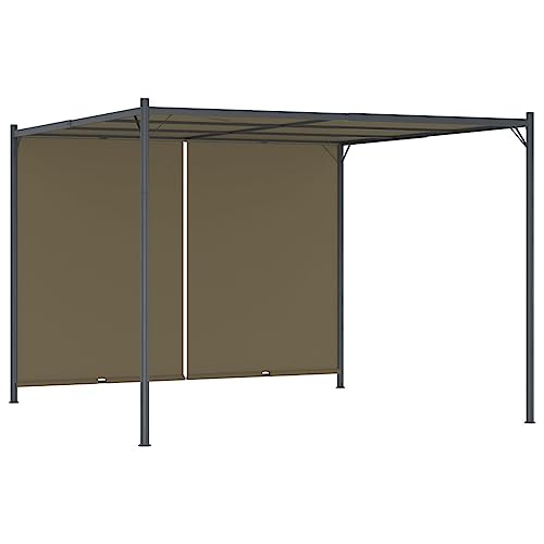 vidaXL Garten Pergola mit Ausziehbarem Dach Schiebedach Pavillon Sonnenschutz Gartenzelt Terrassendach Gartenpavillon 3x3m Taupe 180g/m² von vidaXL