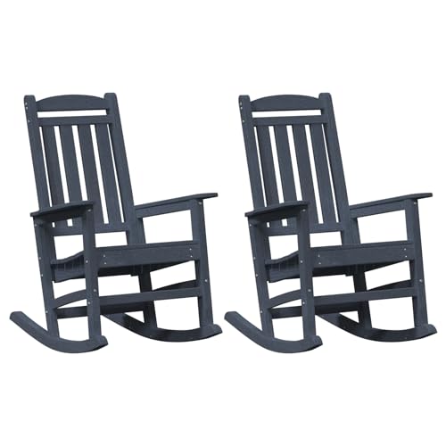 vidaXL Garten Schaukelstühle 2 STK Marineblau 70x92x107.5 cm HDPE von vidaXL