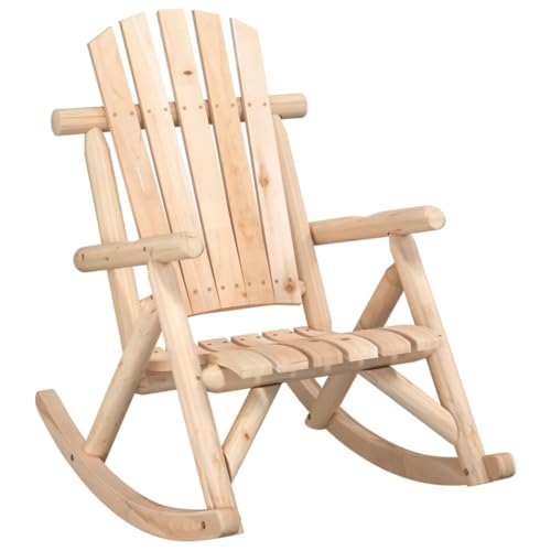 vidaXL Garten Schaukelstuhl, Stuhl mit Schaukeldesign, Gartenstuhl mit Holzrahmen, Terrassenstuhl Outdoor Stuhl Gartensessel, Massivholz Fichte von vidaXL