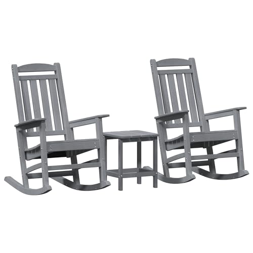 vidaXL Garten-Set 3 Stück hellgrau HDPE, Schaukelstuhl hellgrau 70 x 92 x 108 cm HDPE, Seitentisch hellgrau 38 x 38 x 45 cm HDPE vidaXL Garten-Set 3 Stück hellgrau HDPE, Schaukelstuhl hellgrau 70 x 92 x 108 cm HDPE, Seitentisch hellgrau 38 x 38 x 45 cm HDPE von vidaXL