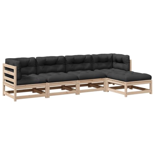 vidaXL Garten Sofa Garnitur 5-TLG., Gartenmöbel Set mit Kissen Latten-Design, Sitzgruppe für Garten Terrasse, Modular Gartensofa Lounge, Massivholz Kiefer von vidaXL