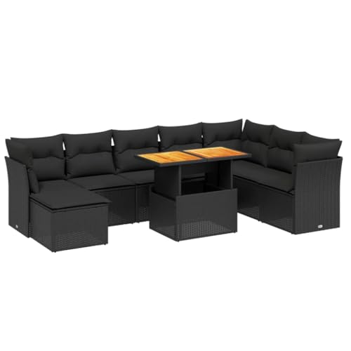 vidaXL Garten Sofagarnitur mit Kissen 9-TLG., Gartenmöbel Gartengarnitur, Sitzgruppe Sitzgarnitur, Lounge Sofa Garnitur Terrasse, Schwarz Poly Rattan vidaXL Garten Sofagarnitur mit Kissen 9-TLG., Gartenmöbel Gartengarnitur, Sitzgruppe Sitzgarnitur, Lounge Sofa Garnitur Terrasse, Schwarz Poly Rattan von vidaXL