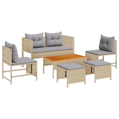 vidaXL modernes Garten-Sofaset für 6 Personen | Stylisches beige und hellgrau Rattan Lounge Möbel bequem mit Kissen ideal für Balkon, Terrasse und Garten | Wetterbeständig, langlebig vidaXL modernes Garten-Sofaset für 6 Personen | Stylisches beige und hellgrau Rattan Lounge Möbel bequem mit Kissen ideal für Balkon, Terrasse und Garten | Wetterbeständig, langlebig von vidaXL