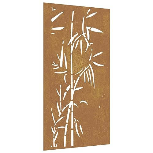 vidaXL Garten Wanddeko, Gartendeko mit Bambus-Design, Wandbild Wandschmuck Wetterfest, Wandkunst Dekoration Wanddekoration, Cortenstahl von vidaXL