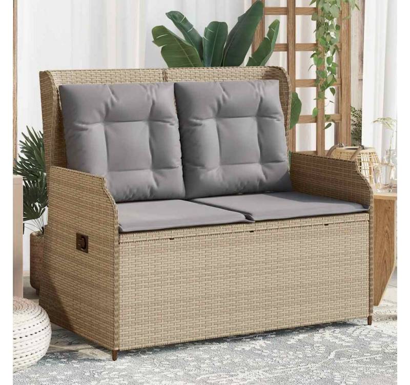 vidaXL Gartenbank, Gartenbank Verstellbar mit Kissen Beige Poly Rattan vidaXL Gartenbank, Gartenbank Verstellbar mit Kissen Beige Poly Rattan von vidaXL