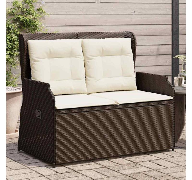vidaXL Gartenbank, Gartenbank Verstellbar mit Kissen Braun Poly Rattan vidaXL Gartenbank, Gartenbank Verstellbar mit Kissen Braun Poly Rattan von vidaXL