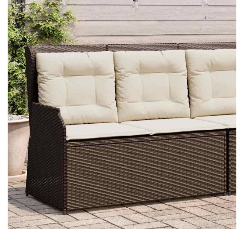 vidaXL Gartenbank, Gartenbank Verstellbar mit Kissen Braun Poly Rattan vidaXL Gartenbank, Gartenbank Verstellbar mit Kissen Braun Poly Rattan von vidaXL