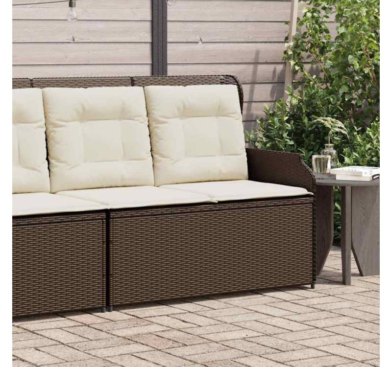 vidaXL Gartenbank, Gartenbank Verstellbar mit Kissen Braun Poly Rattan von vidaXL
